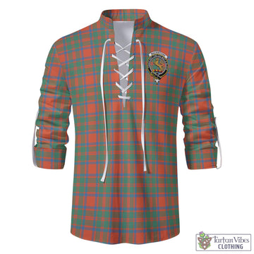 MacKintosh Ancient Tartan Men's Scottish Traditional Jacobite Ghillie Kilt Shirt with Family Crest