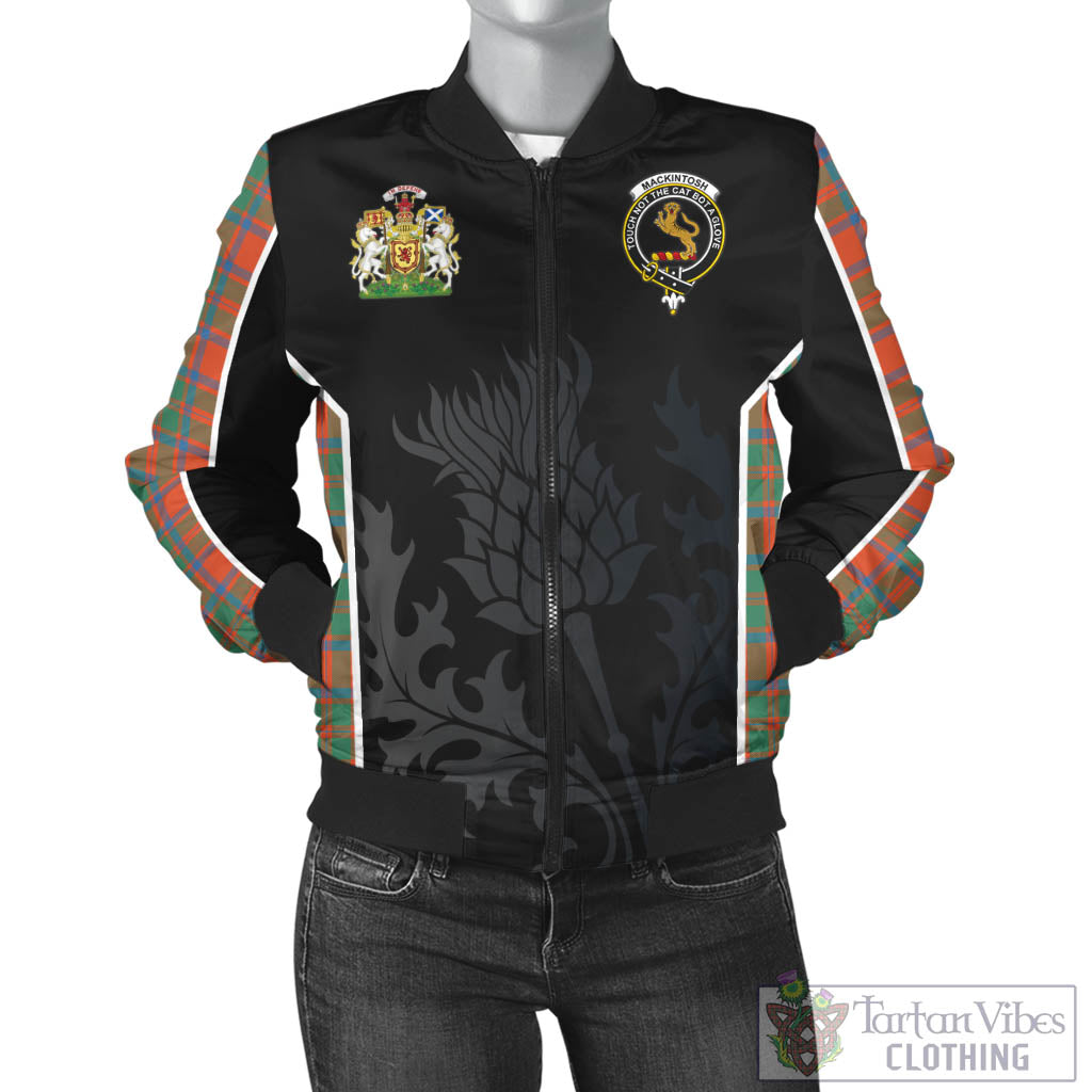 Tartan Vibes Clothing MacKintosh Ancient Tartan Bomber Jacket with Family Crest and Scottish Thistle Vibes Sport Style