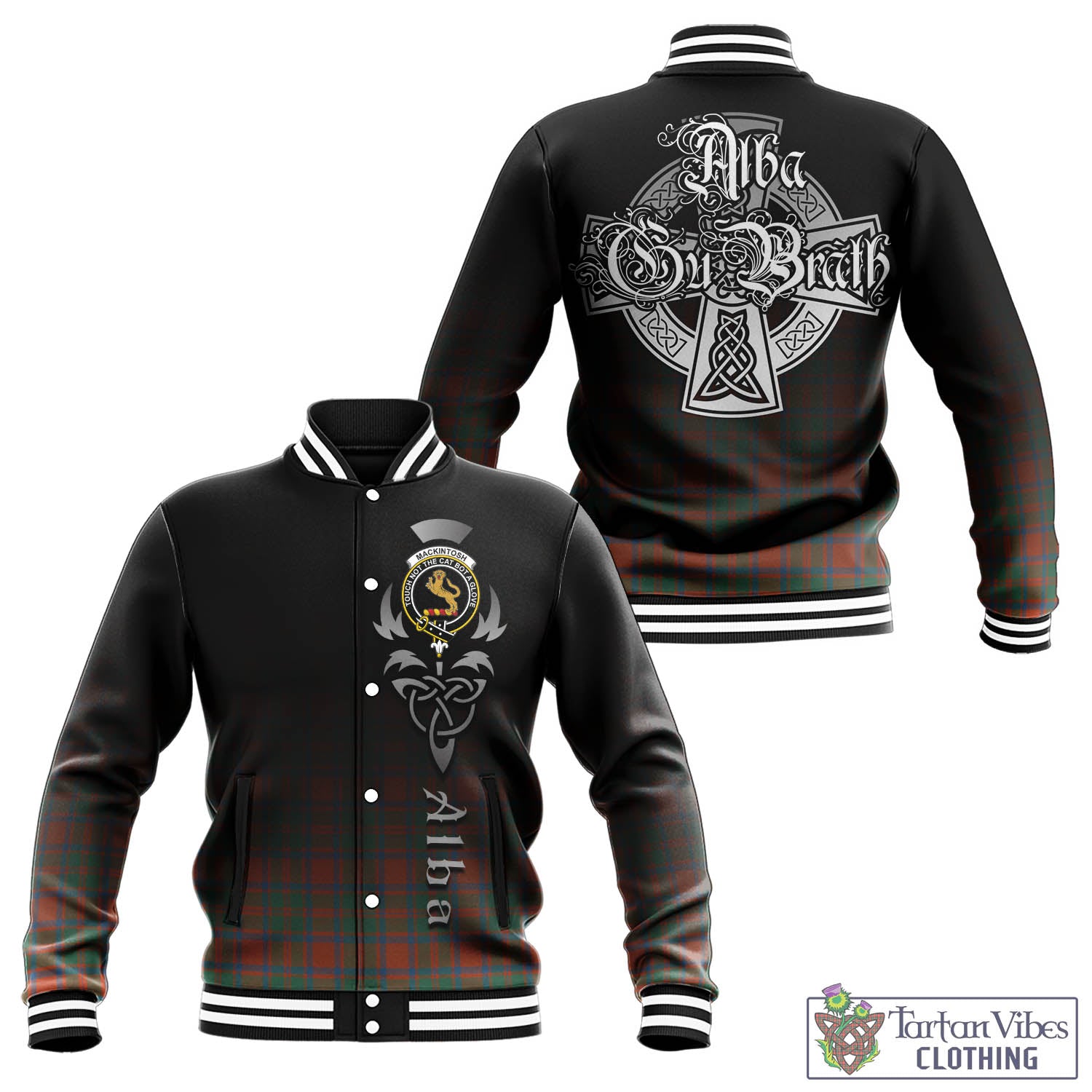 Tartan Vibes Clothing MacKintosh Ancient Tartan Baseball Jacket Featuring Alba Gu Brath Family Crest Celtic Inspired