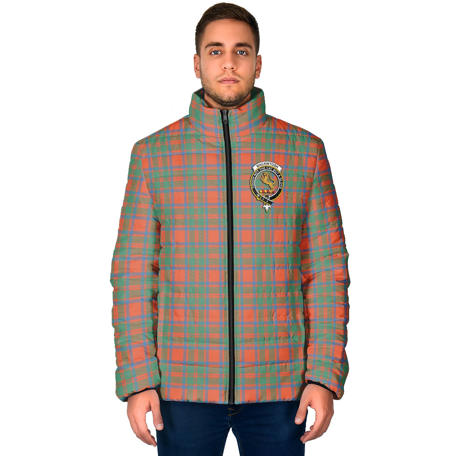 MacKintosh Ancient Tartan Padded Jacket with Family Crest - Tartan Vibes Clothing