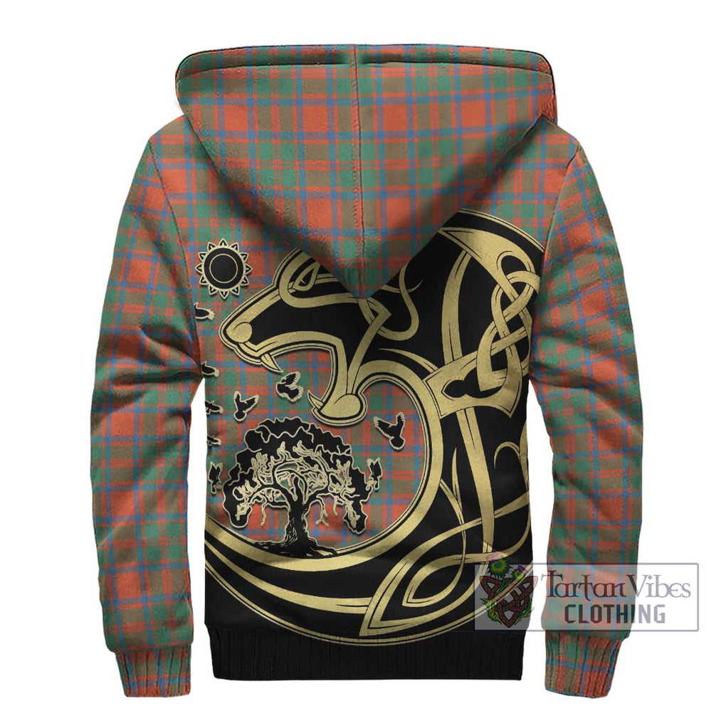 MacKintosh Ancient Tartan Sherpa Hoodie with Family Crest Celtic Wolf Style - Tartan Vibes Clothing