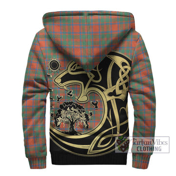 MacKintosh Ancient Tartan Sherpa Hoodie with Family Crest Celtic Wolf Style