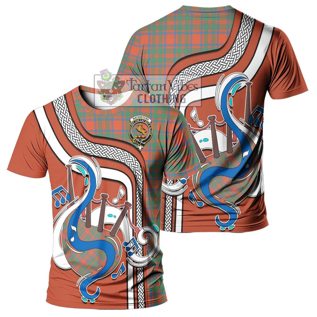 MacKintosh Ancient Tartan T-Shirt with Epic Bagpipe Style - Tartanvibesclothing Shop