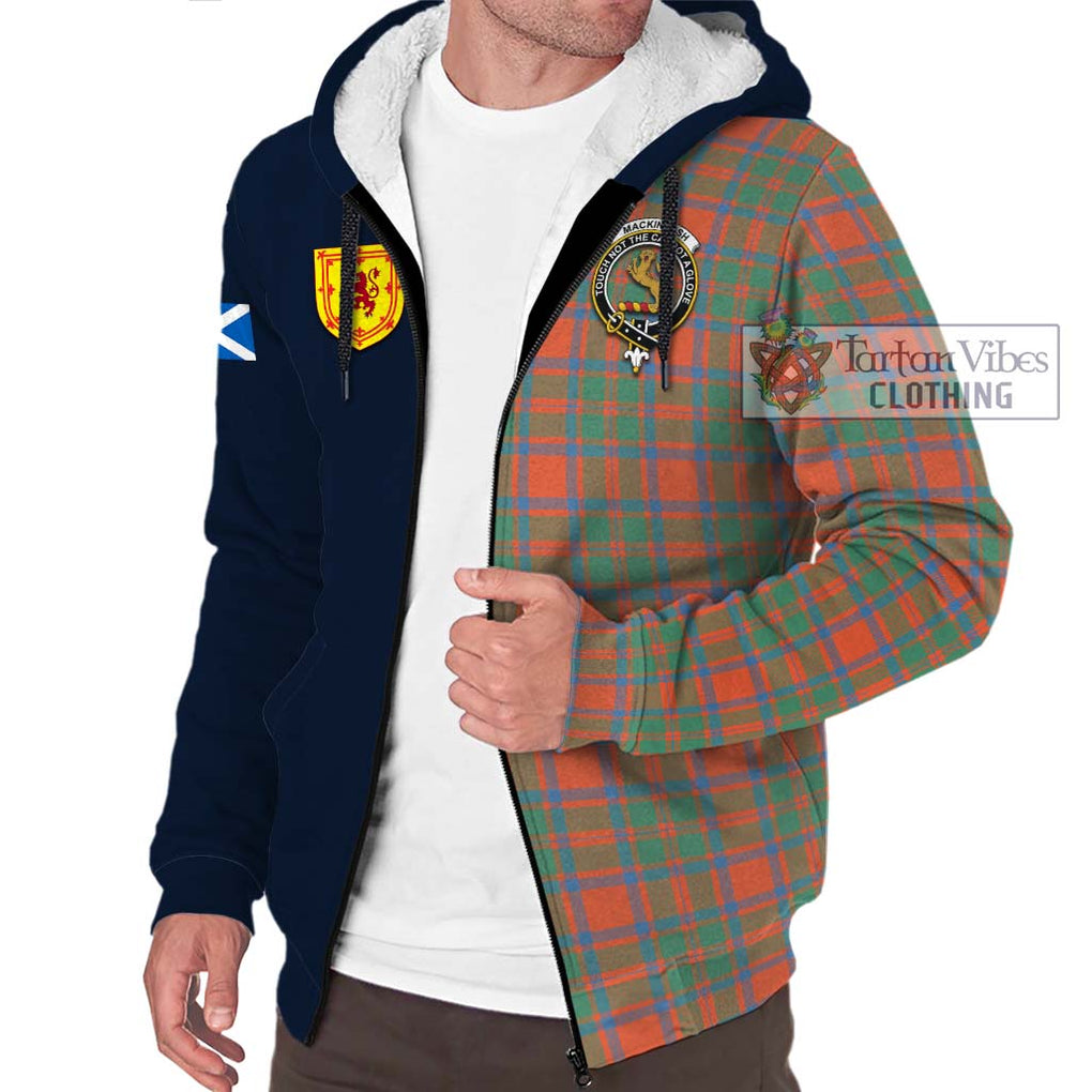 Tartan Vibes Clothing MacKintosh Ancient Tartan Sherpa Hoodie with Scottish Lion Royal Arm Half Style