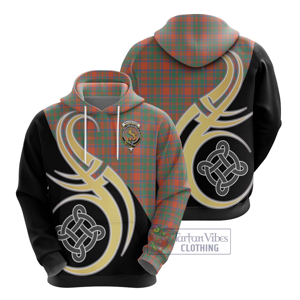 MacKintosh Ancient Tartan Hoodie with Family Crest and Celtic Symbol Style - Tartan Vibes Clothing