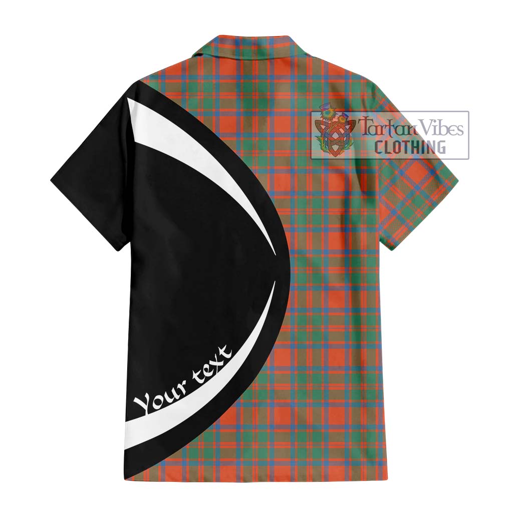 MacKintosh Ancient Tartan Short Sleeve Button Up with Family Crest Circle Style - Tartan Vibes Clothing