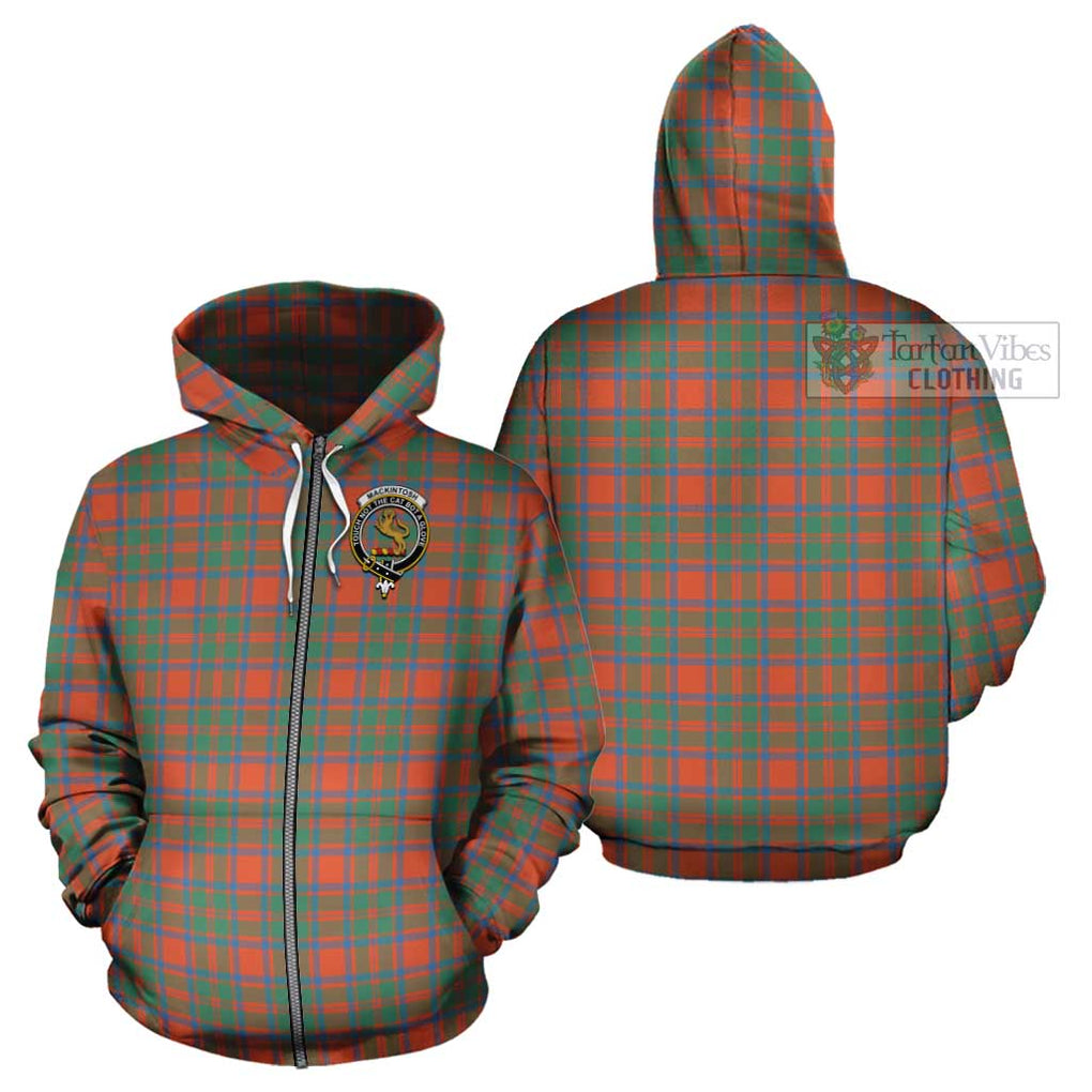 MacKintosh Ancient Tartan Cotton Hoodie with Family Crest Zip Hoodie - Tartan Vibes Clothing