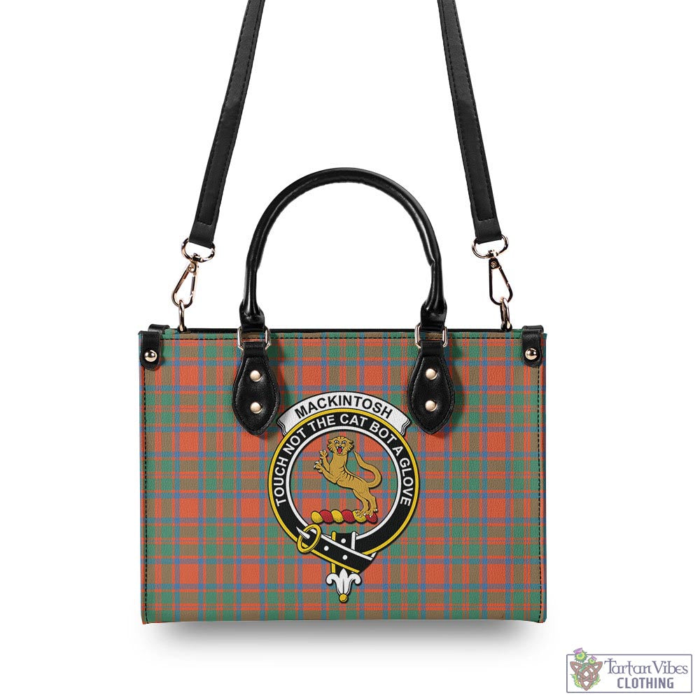 Tartan Vibes Clothing MacKintosh Ancient Tartan Luxury Leather Handbags with Family Crest