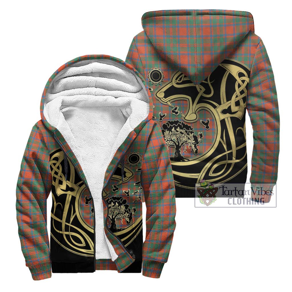 MacKintosh Ancient Tartan Sherpa Hoodie with Family Crest Celtic Wolf Style Unisex - Tartan Vibes Clothing