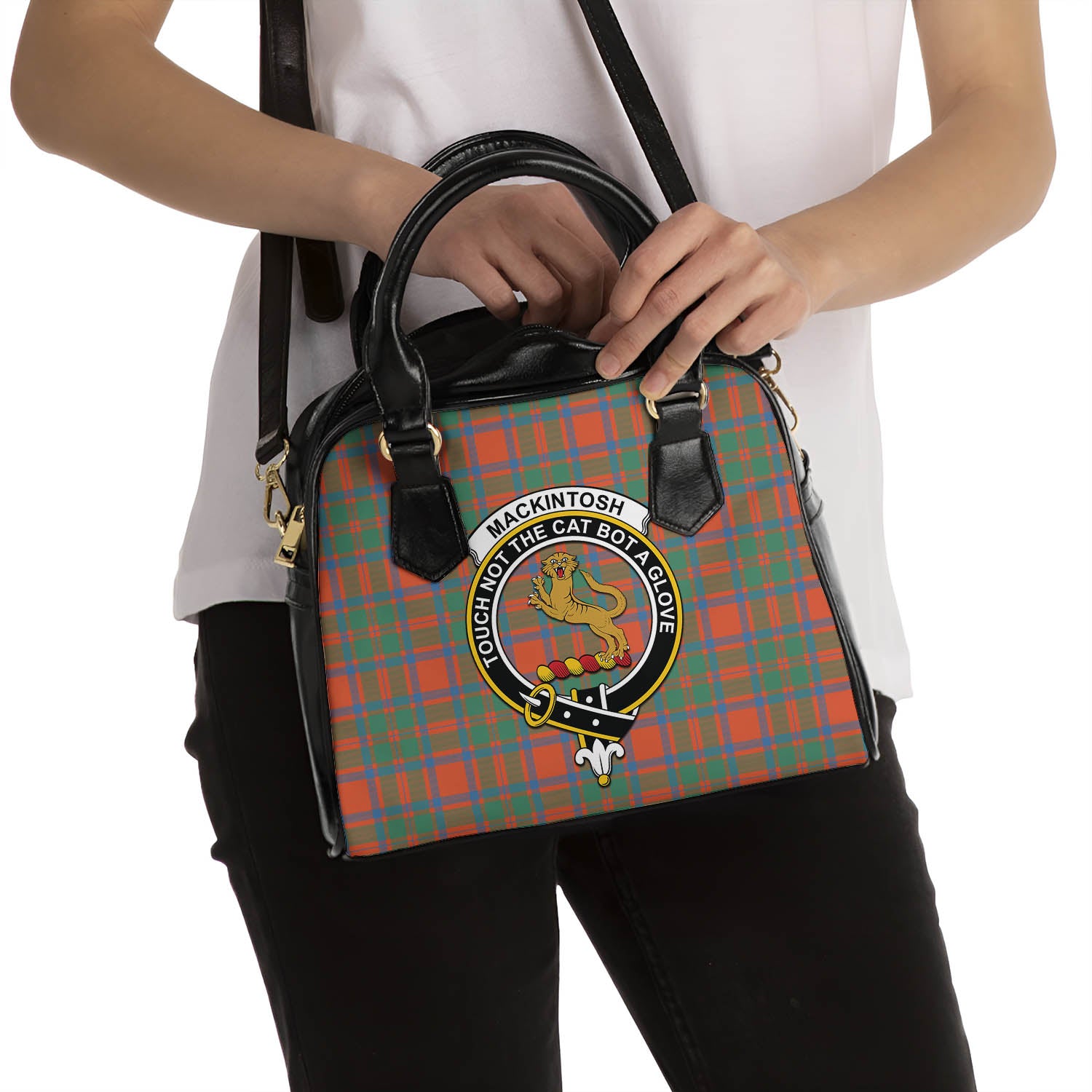 MacKintosh Ancient Tartan Shoulder Handbags with Family Crest - Tartanvibesclothing