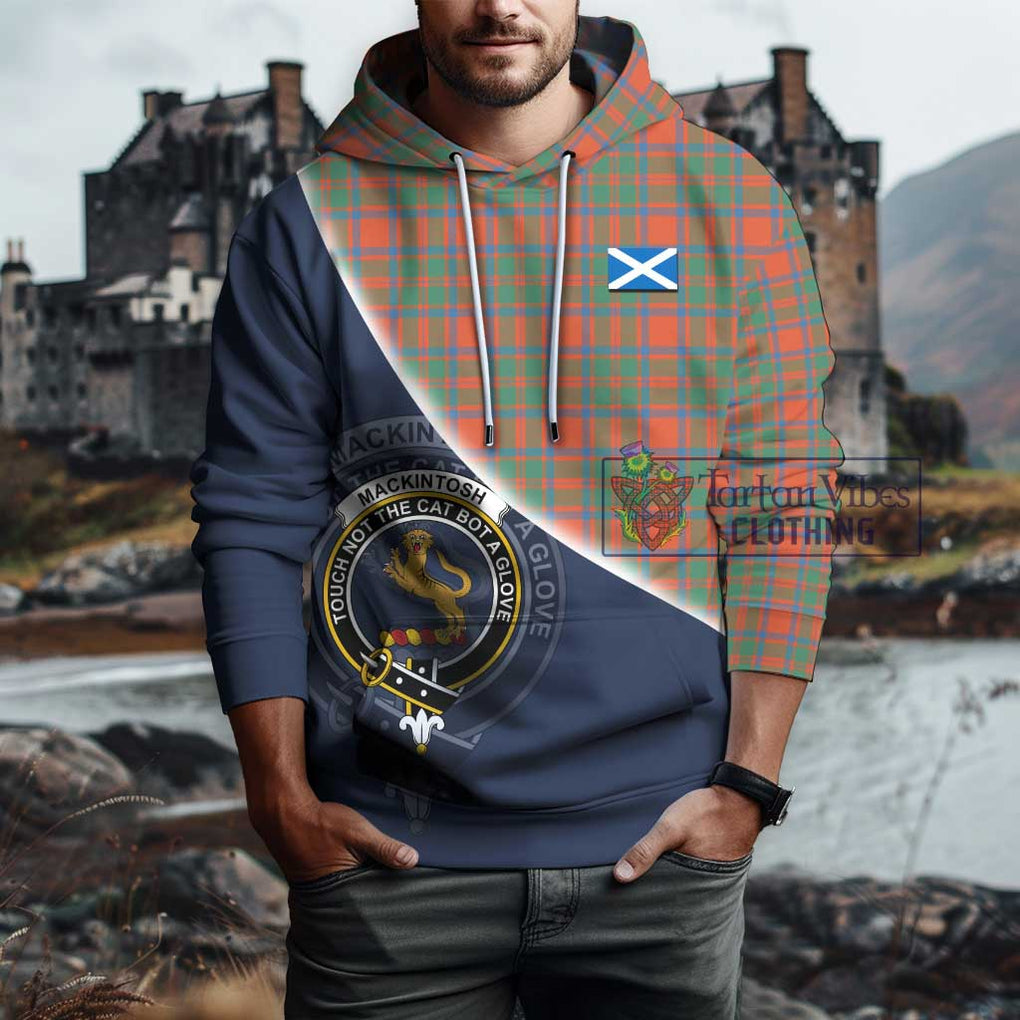 MacKintosh Ancient Tartan Hoodie with Personalised National Flag and Family Crest Half Style - Tartanvibesclothing Shop