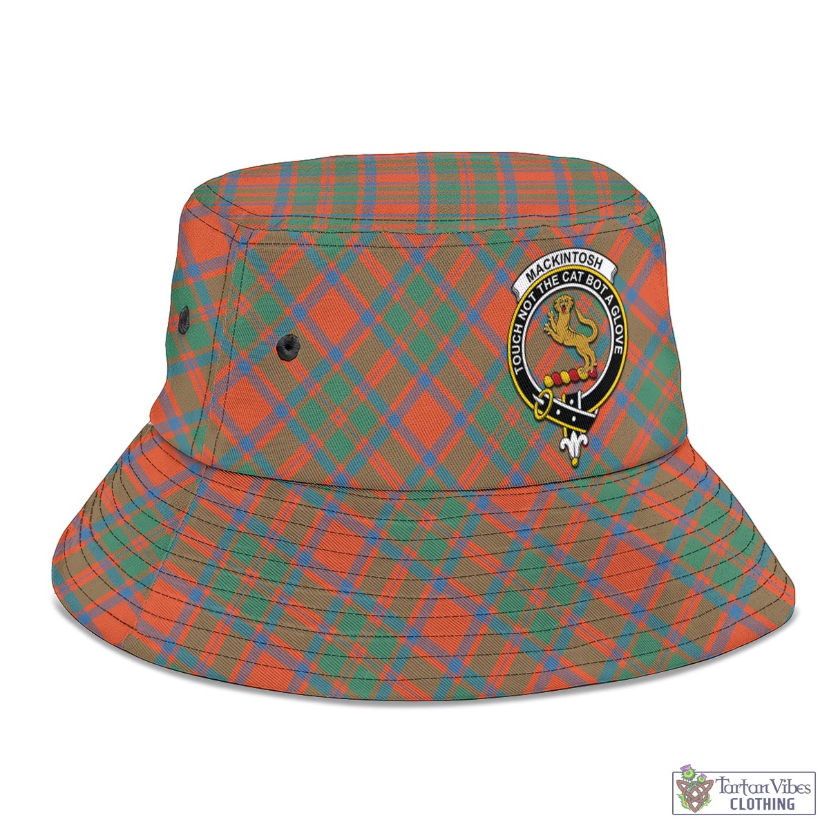 Tartan Vibes Clothing MacKintosh Ancient Tartan Bucket Hat with Family Crest