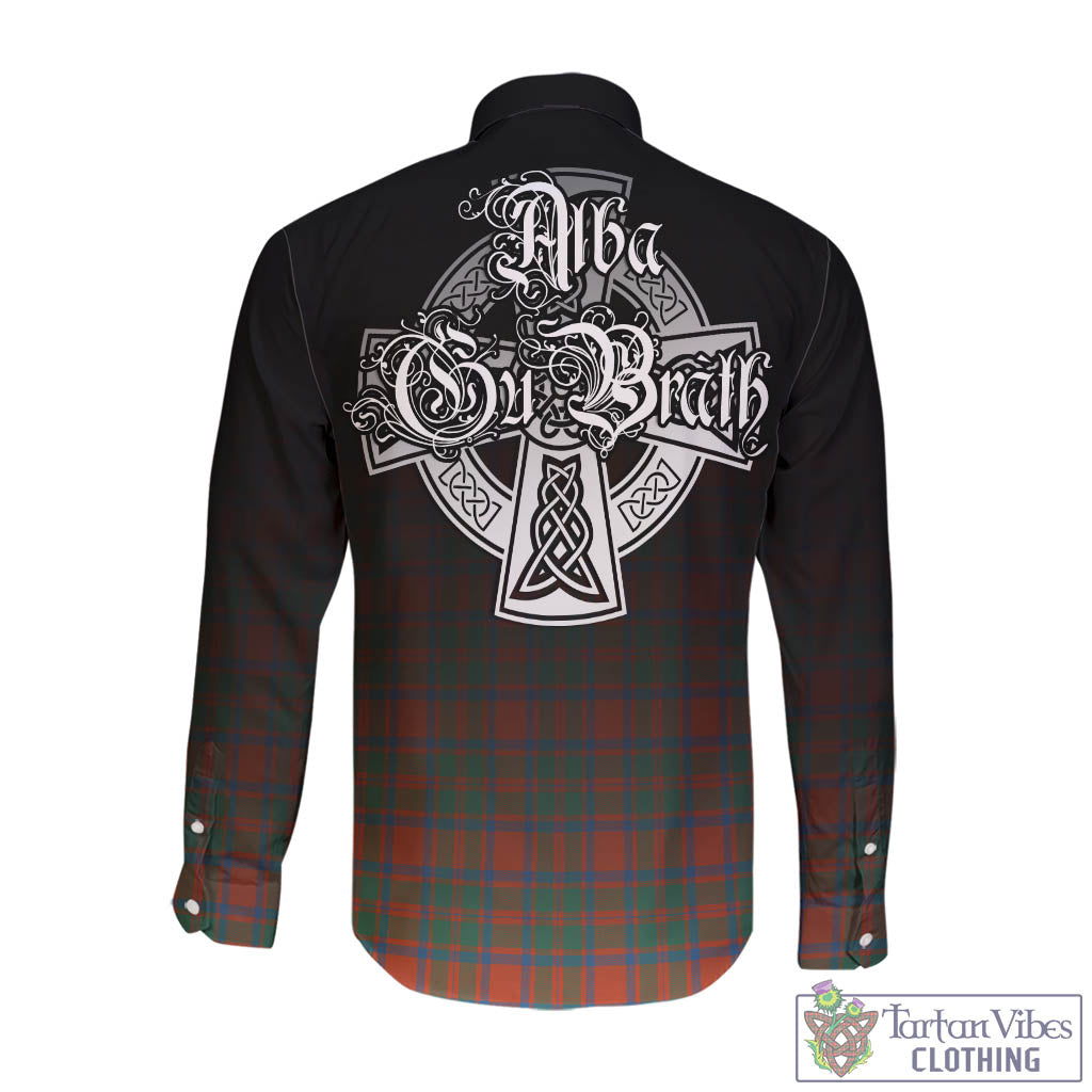 Tartan Vibes Clothing MacKintosh Ancient Tartan Long Sleeve Button Up Featuring Alba Gu Brath Family Crest Celtic Inspired