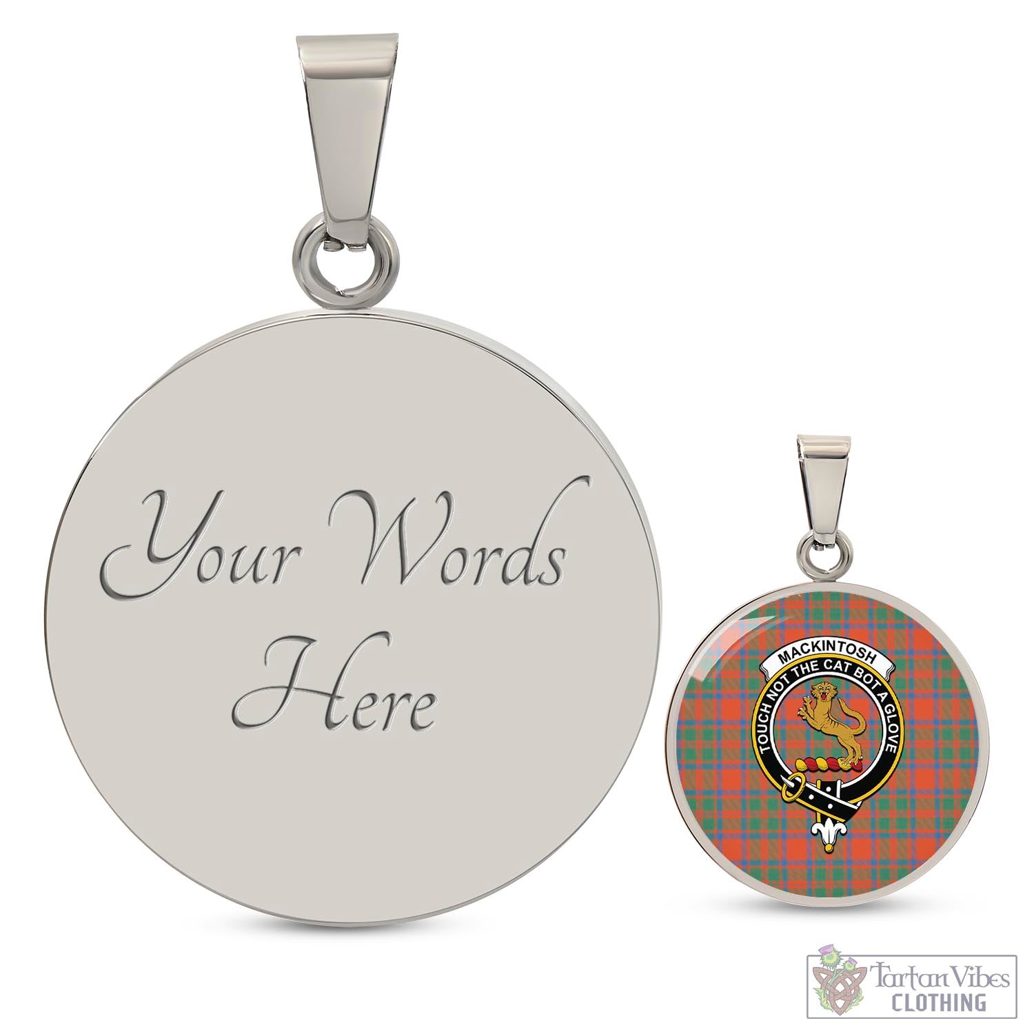 Tartan Vibes Clothing MacKintosh Ancient Tartan Circle Necklace with Family Crest