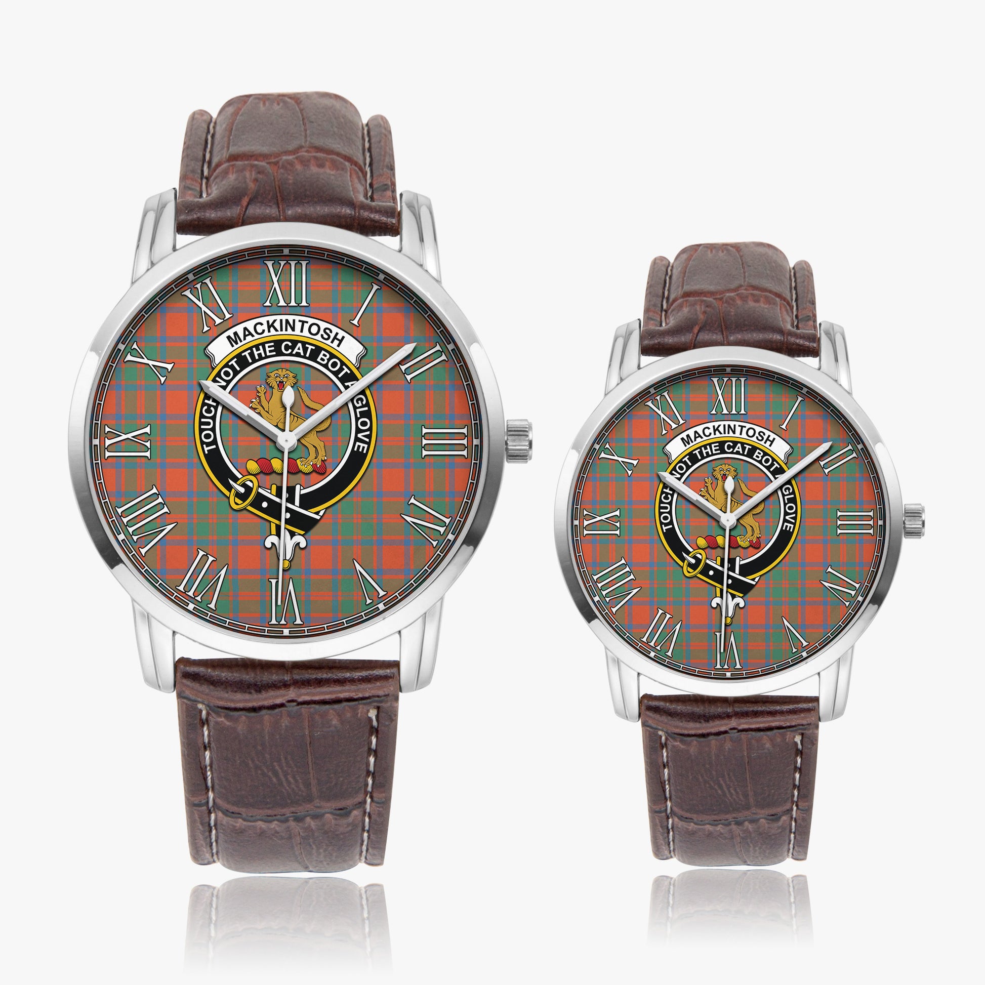 MacKintosh Ancient Tartan Family Crest Leather Strap Quartz Watch - Tartanvibesclothing