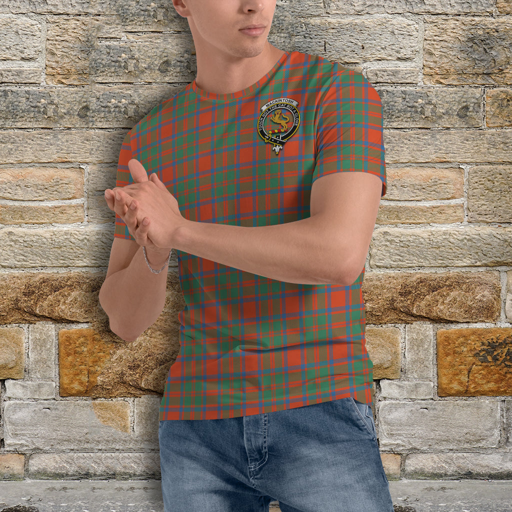 MacKintosh Ancient Tartan T-Shirt with Family Crest - Tartan Vibes Clothing