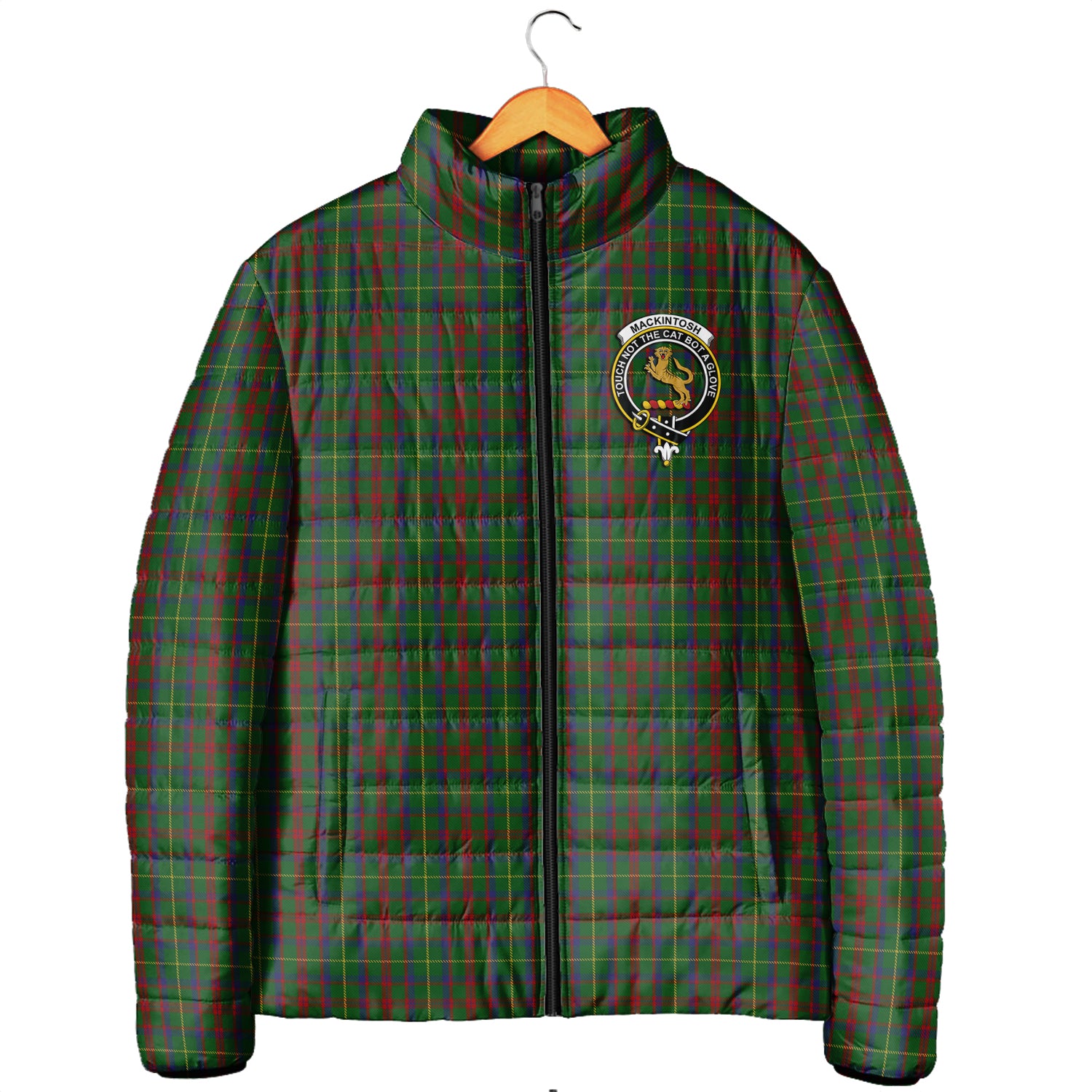 MacKintosh Hunting Tartan Padded Jacket with Family Crest Men's Padded Jacket - Tartan Vibes Clothing