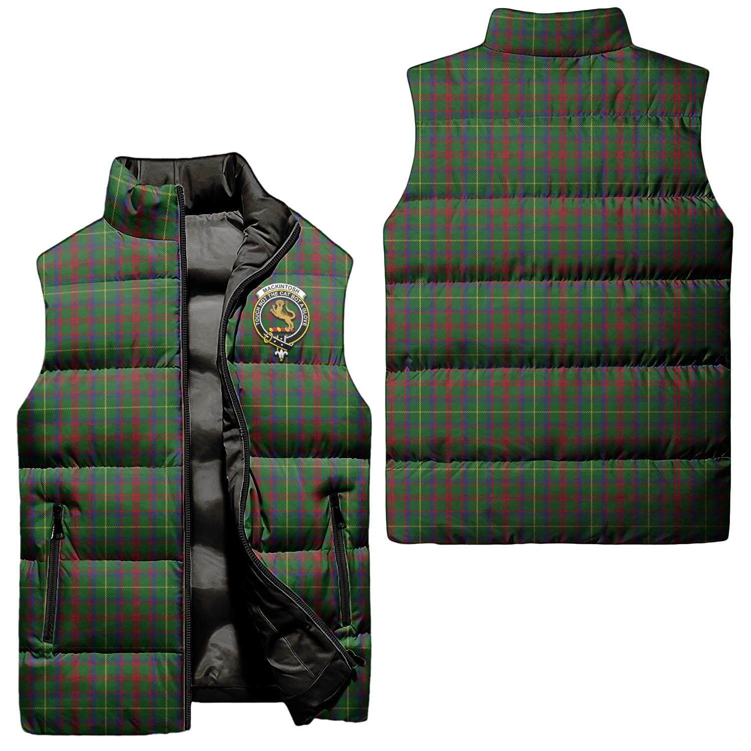 MacKintosh Hunting Tartan Sleeveless Puffer Jacket with Family Crest Unisex - Tartanvibesclothing