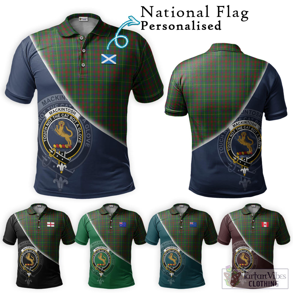 MacKintosh Hunting Tartan Polo Shirt with Personalised National Flag and Family Crest Half Style Maroon - Tartanvibesclothing Shop