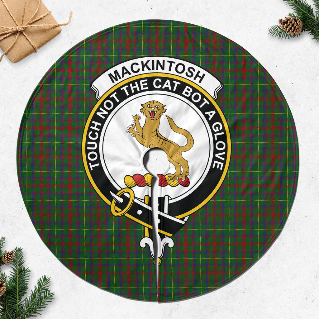 MacKintosh Hunting Tartan Christmas Tree Skirt with Family Crest - Tartanvibesclothing