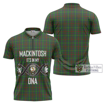 MacKintosh Hunting Tartan Zipper Polo Shirt with Family Crest DNA In Me Style