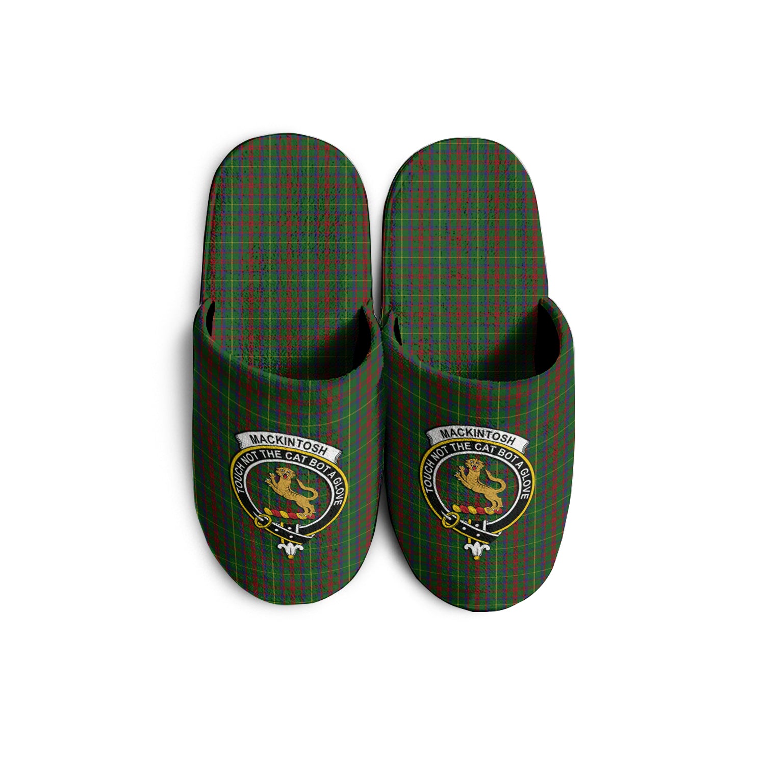 MacKintosh Hunting Tartan Home Slippers with Family Crest - Tartanvibesclothing