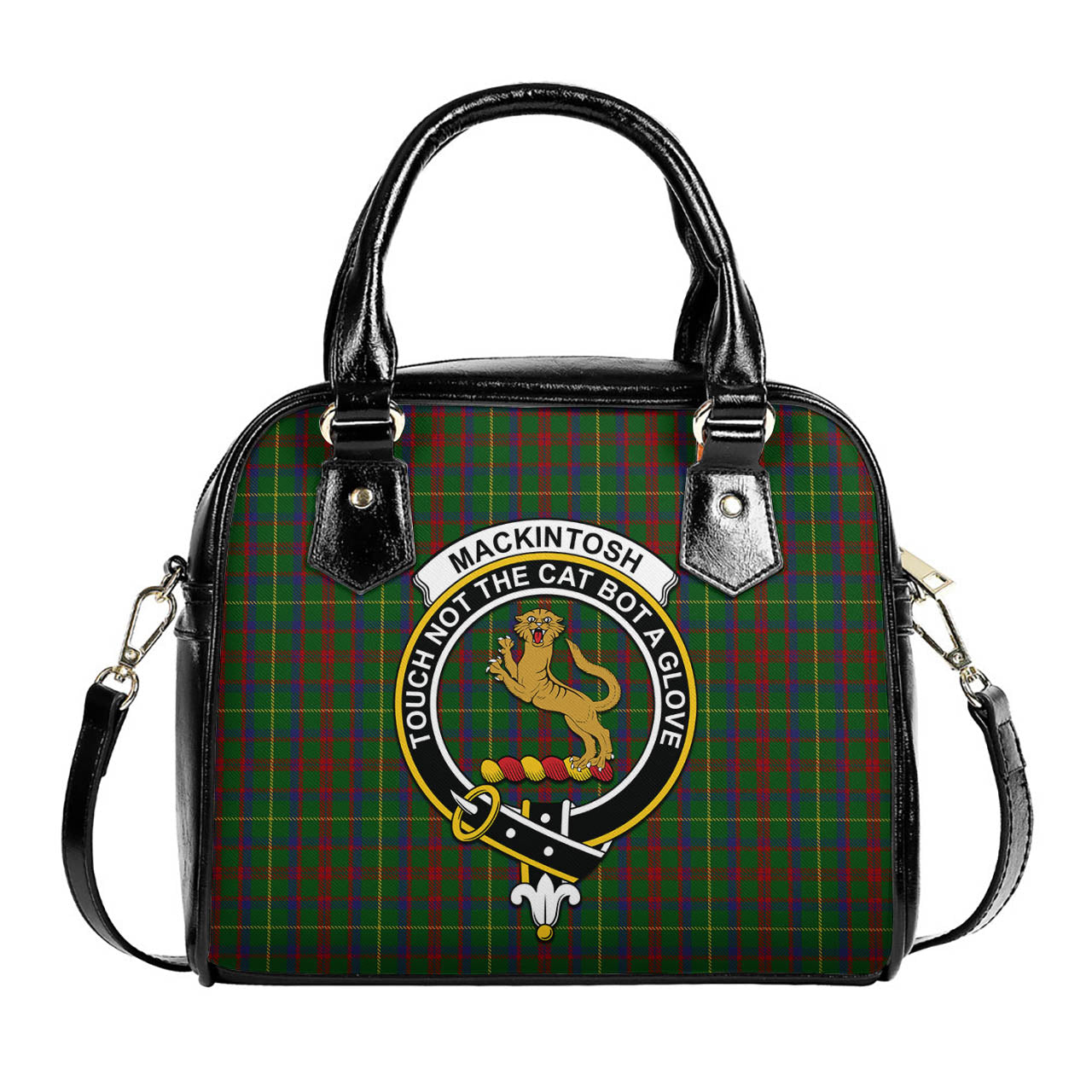 MacKintosh Hunting Tartan Shoulder Handbags with Family Crest One Size 6*25*22 cm - Tartanvibesclothing