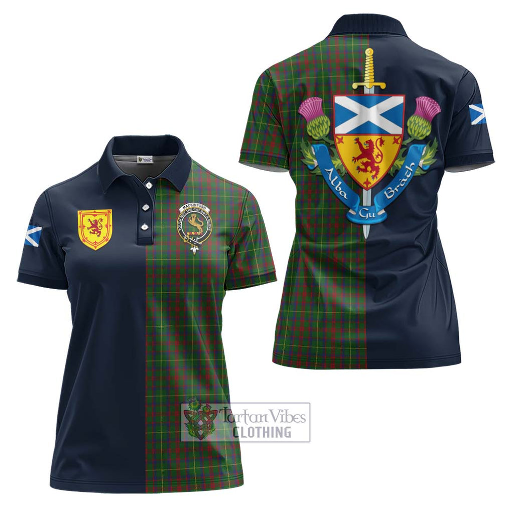 Tartan Vibes Clothing MacKintosh Hunting Tartan Women's Polo Shirt with Scottish Lion Royal Arm Half Style