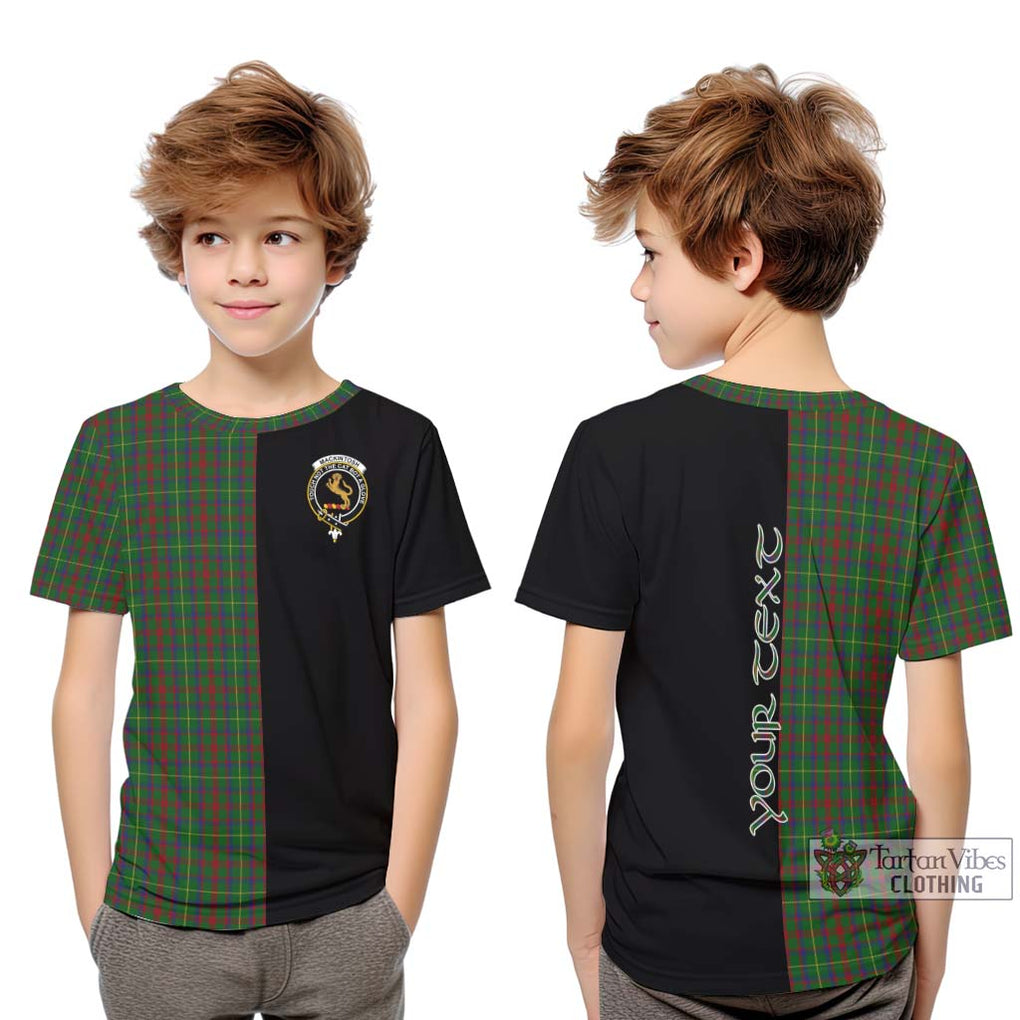 MacKintosh Hunting Tartan Kid T-Shirt with Family Crest and Half Of Me Style Youth XL Size14 - Tartanvibesclothing Shop