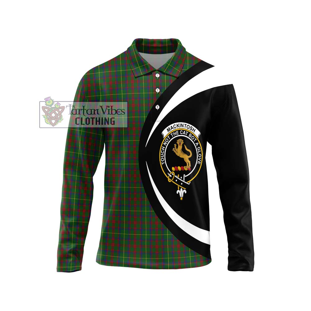 MacKintosh Hunting Tartan Long Sleeve Polo Shirt with Family Crest Circle Style Unisex - Tartan Vibes Clothing