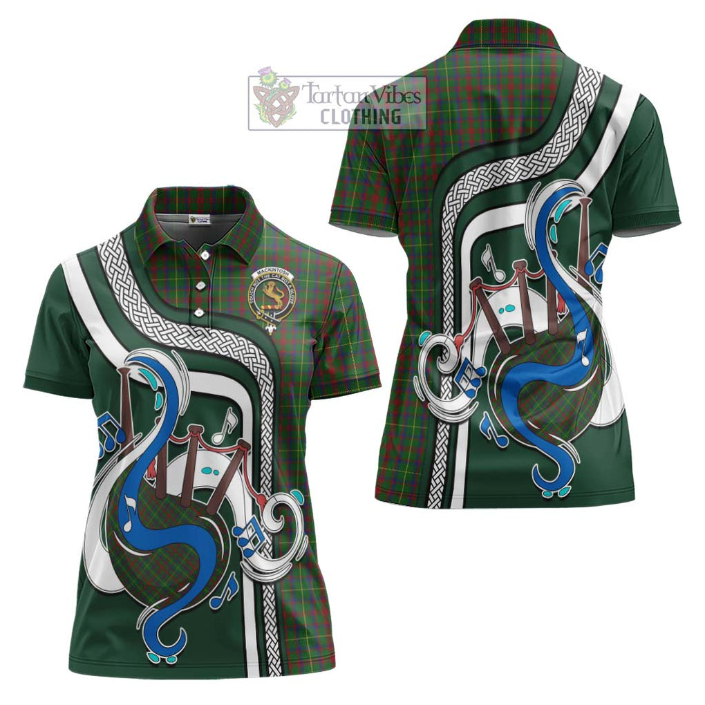 MacKintosh Hunting Tartan Women's Polo Shirt with Epic Bagpipe Style Women - Tartanvibesclothing Shop