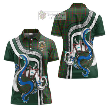 MacKintosh Hunting Tartan Women's Polo Shirt with Epic Bagpipe Style