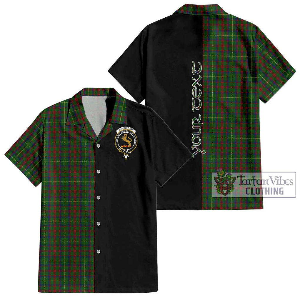 MacKintosh Hunting Tartan Short Sleeve Button Shirt with Family Crest and Half Of Me Style Kid - Tartanvibesclothing Shop