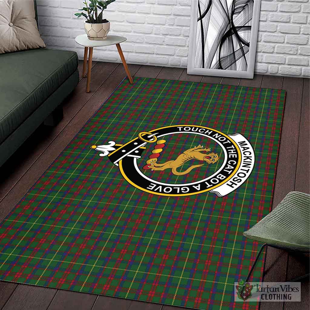 Tartan Vibes Clothing MacKintosh Hunting Tartan Area Rug with Family Crest