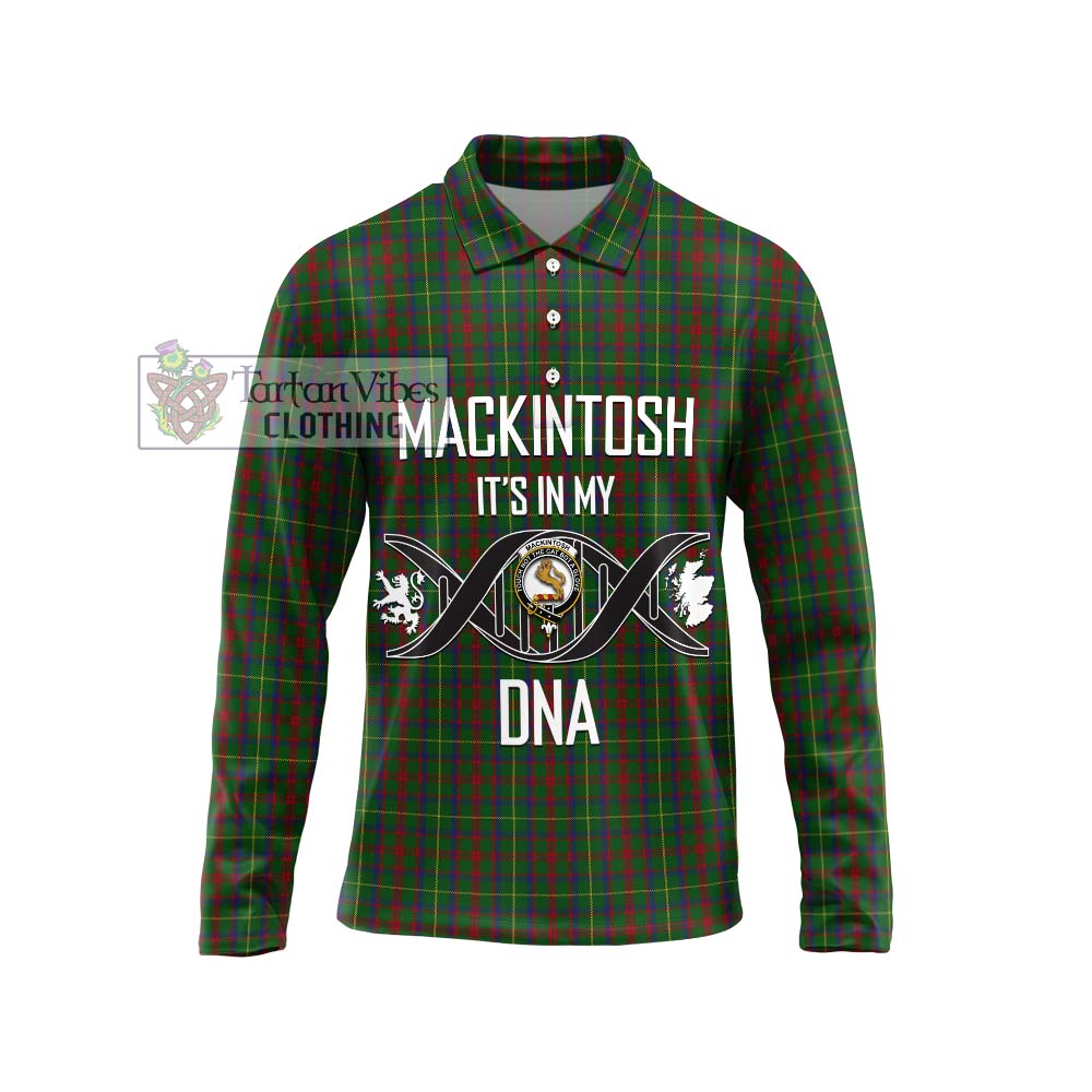 MacKintosh Hunting Tartan Long Sleeve Polo Shirt with Family Crest DNA In Me Style Unisex - Tartanvibesclothing Shop