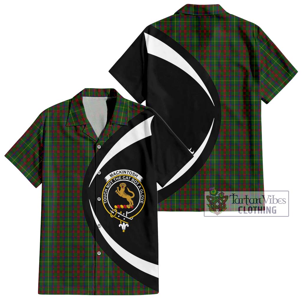 MacKintosh Hunting Tartan Short Sleeve Button Up with Family Crest Circle Style Kid - Tartan Vibes Clothing