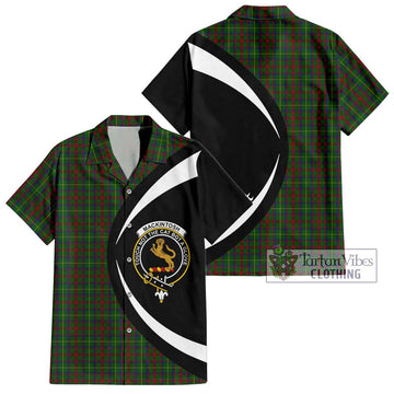 MacKintosh Hunting Tartan Short Sleeve Button Up with Family Crest Circle Style