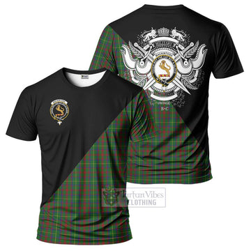 MacKintosh Hunting Tartan T-Shirt with Family Crest and Military Logo Style