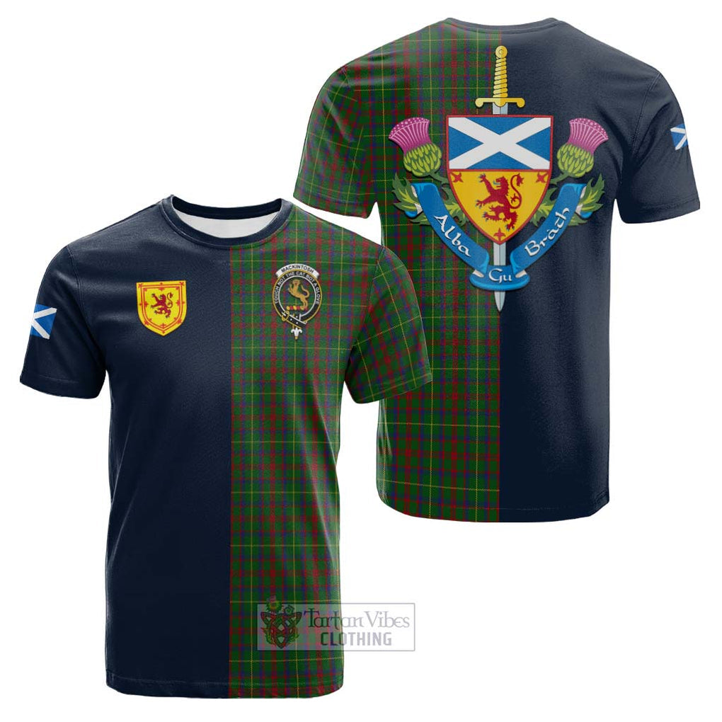 Tartan Vibes Clothing MacKintosh Hunting Tartan Cotton T-shirt with Scottish Lion Royal Arm Half Style