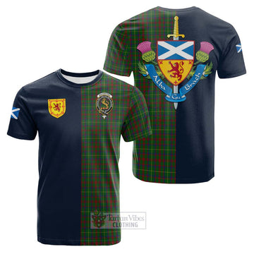 MacKintosh Hunting Tartan Cotton T-shirt Alba with Scottish Lion Royal Arm Half Style