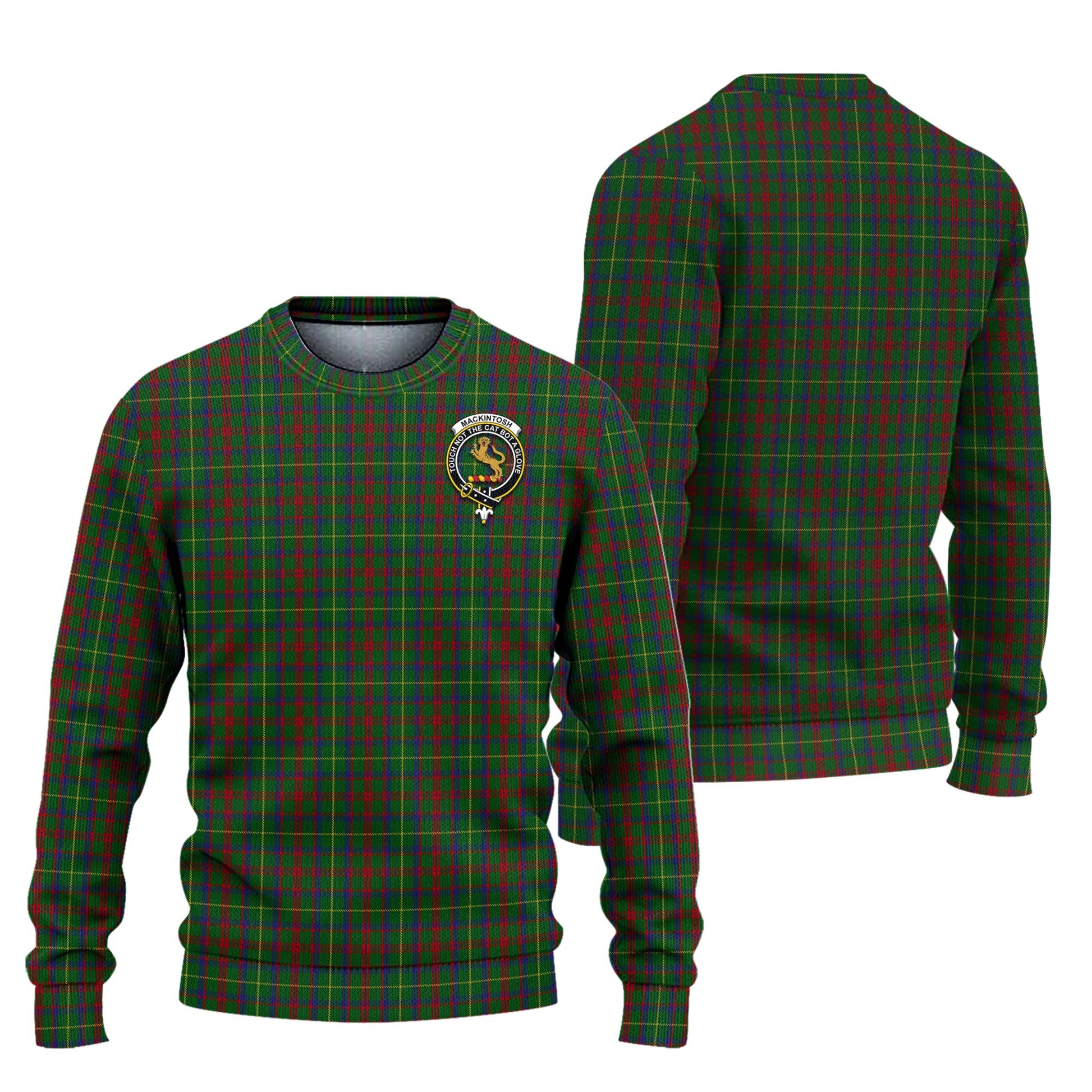 MacKintosh Hunting Tartan Knitted Sweater with Family Crest Unisex - Tartanvibesclothing