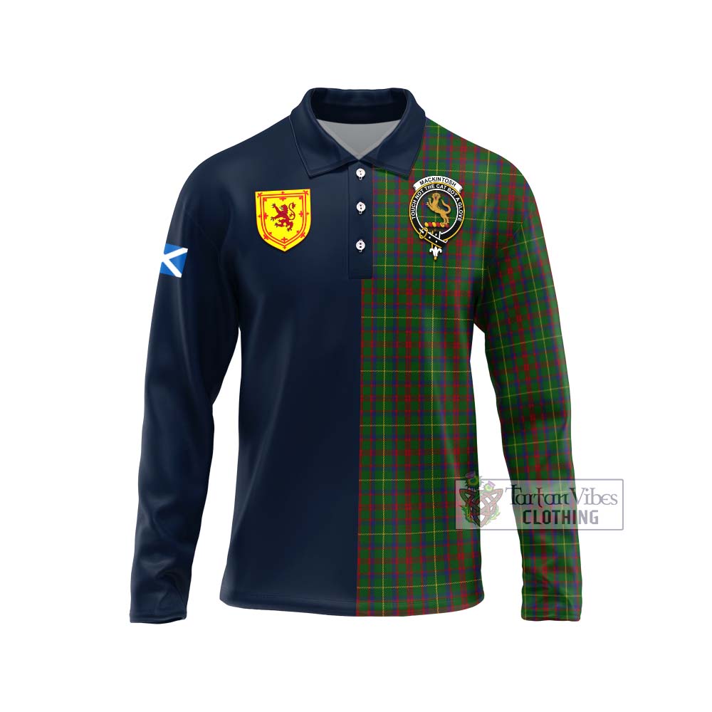 Tartan Vibes Clothing MacKintosh Hunting Tartan Long Sleeve Polo Shirt with Scottish Lion Royal Arm Half Style