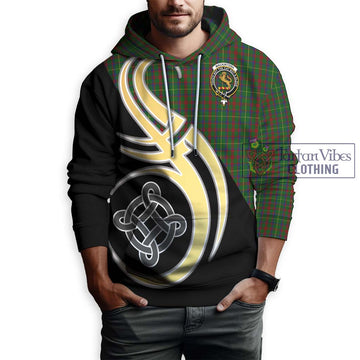 MacKintosh Hunting Tartan Hoodie with Family Crest and Celtic Symbol Style