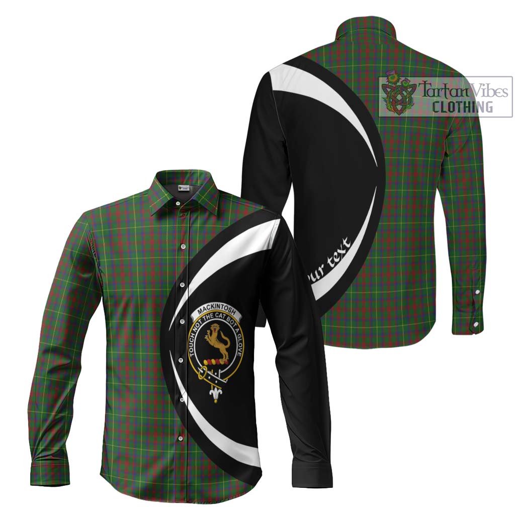 MacKintosh Hunting Tartan Long Sleeve Button Up with Family Crest Circle Style Men's Shirt S - Tartan Vibes Clothing