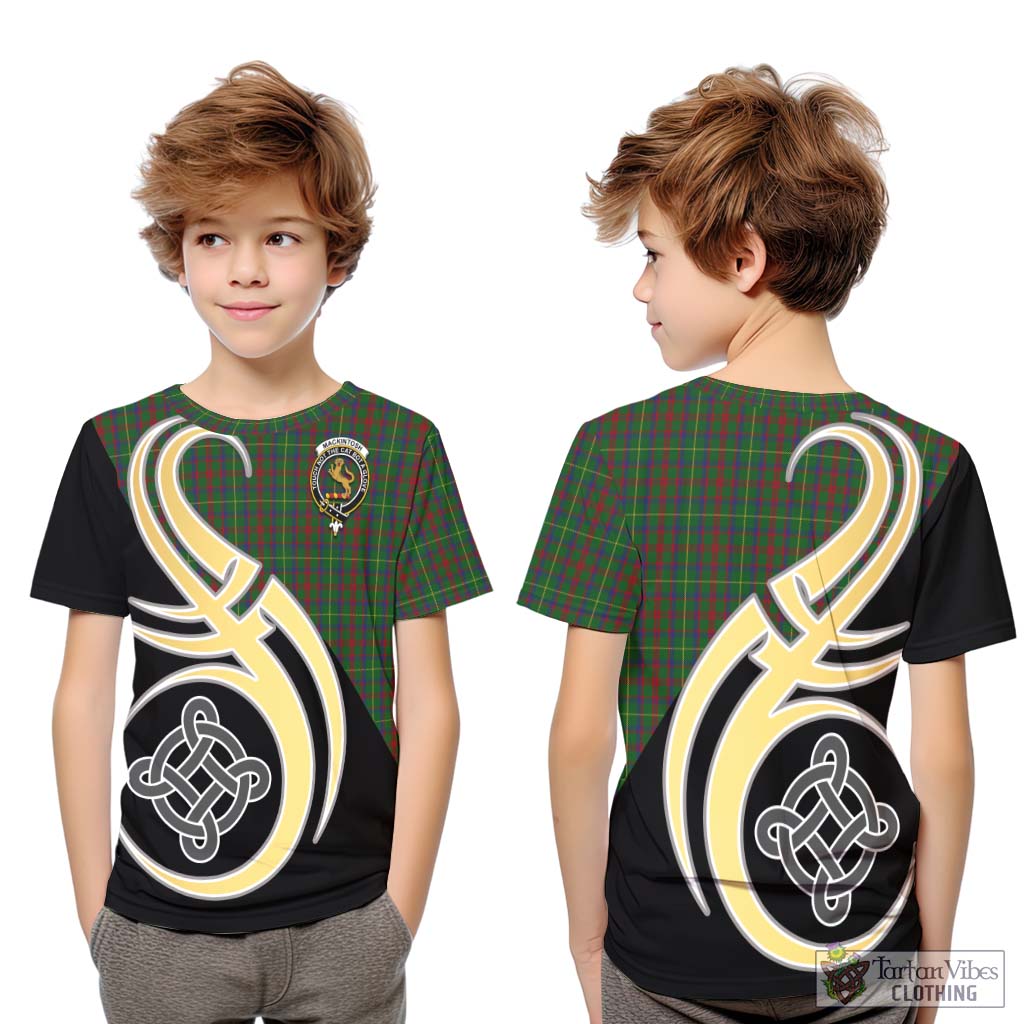 MacKintosh Hunting Tartan Kid T-Shirt with Family Crest and Celtic Symbol Style Youth XL Size14 - Tartan Vibes Clothing