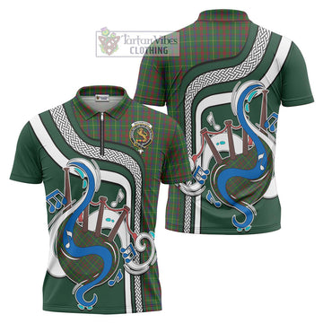 MacKintosh Hunting Tartan Zipper Polo Shirt with Epic Bagpipe Style