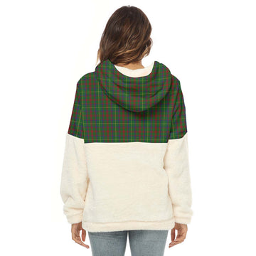 MacKintosh Hunting Tartan Women's Borg Fleece Hoodie With Half Zip with Family Crest