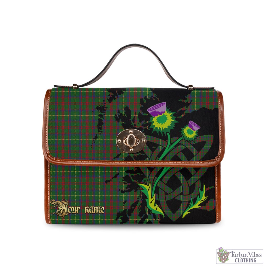 Tartan Vibes Clothing MacKintosh Hunting Tartan Waterproof Canvas Bag with Scotland Map and Thistle Celtic Accents