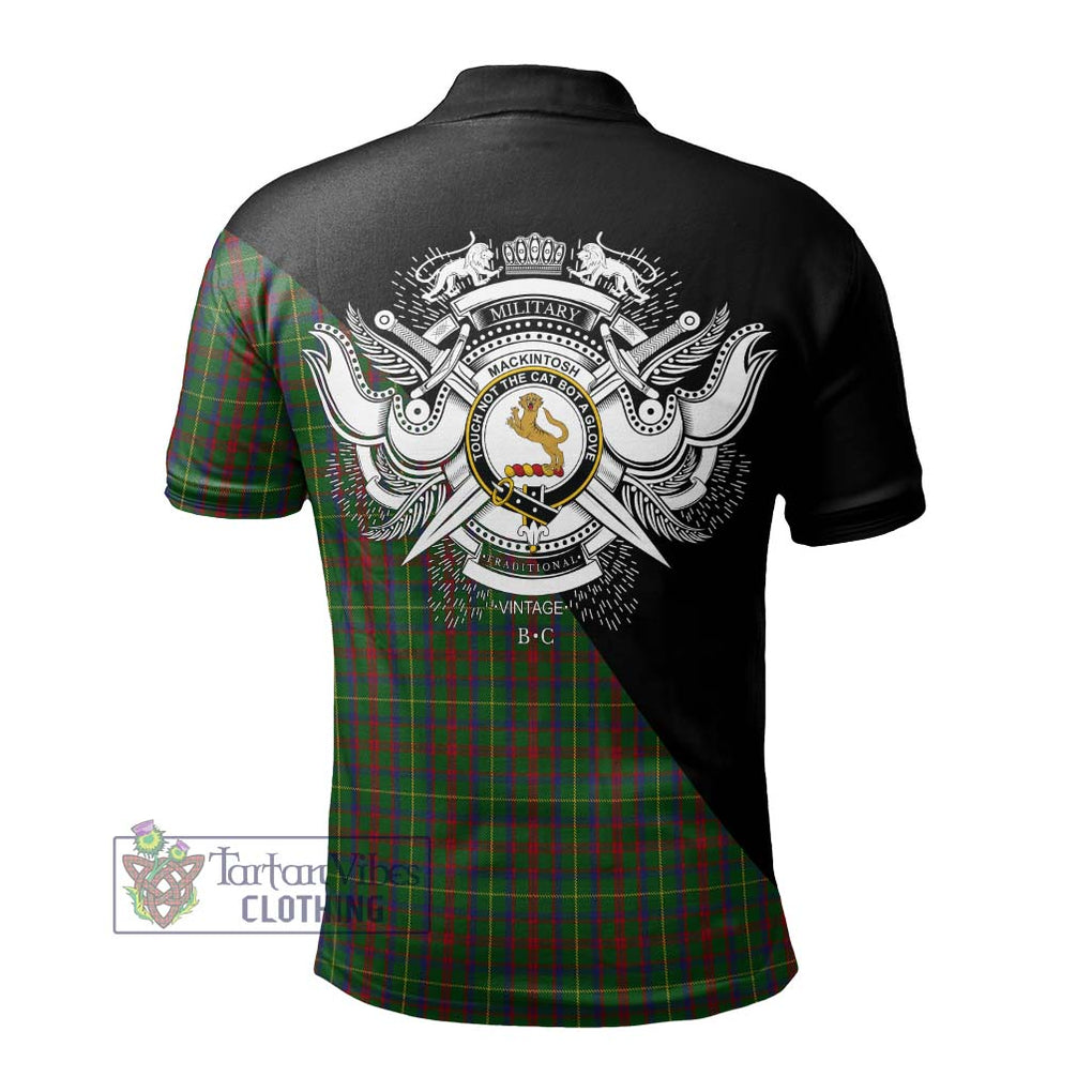 MacKintosh Hunting Tartan Polo Shirt with Family Crest and Military Logo Style - Tartanvibesclothing Shop