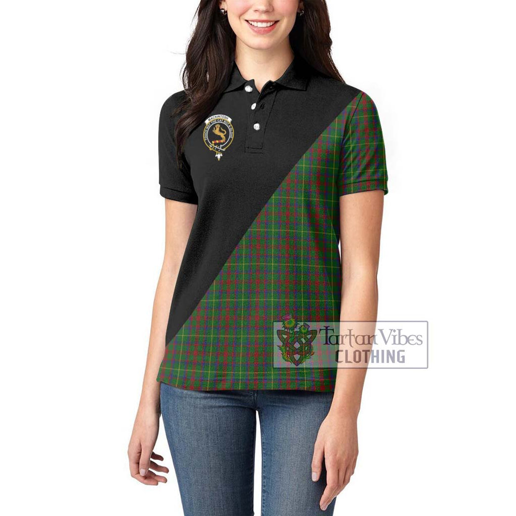 MacKintosh Hunting Tartan Women's Polo Shirt with Family Crest and Military Logo Style - Tartanvibesclothing Shop